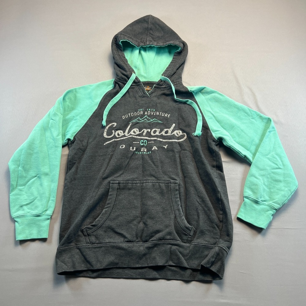 Prairie Mountain Hoodie Womens Large Black Fleece Lined Raglan Sleeve Pullover